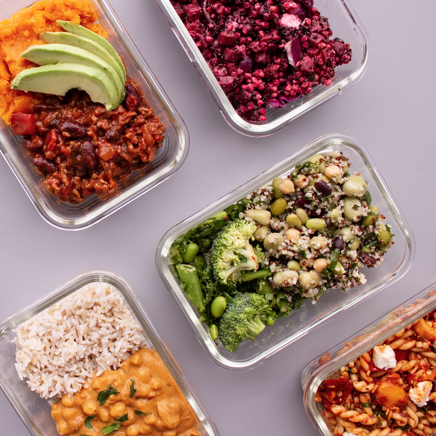 GOOD FOR YOU - Boîtes-repas en verre [lot de 5] - récipients avec fermeture à clic - conteneurs de nourriture étanches - boîtes de repas pour contrôler les portions de nourriture