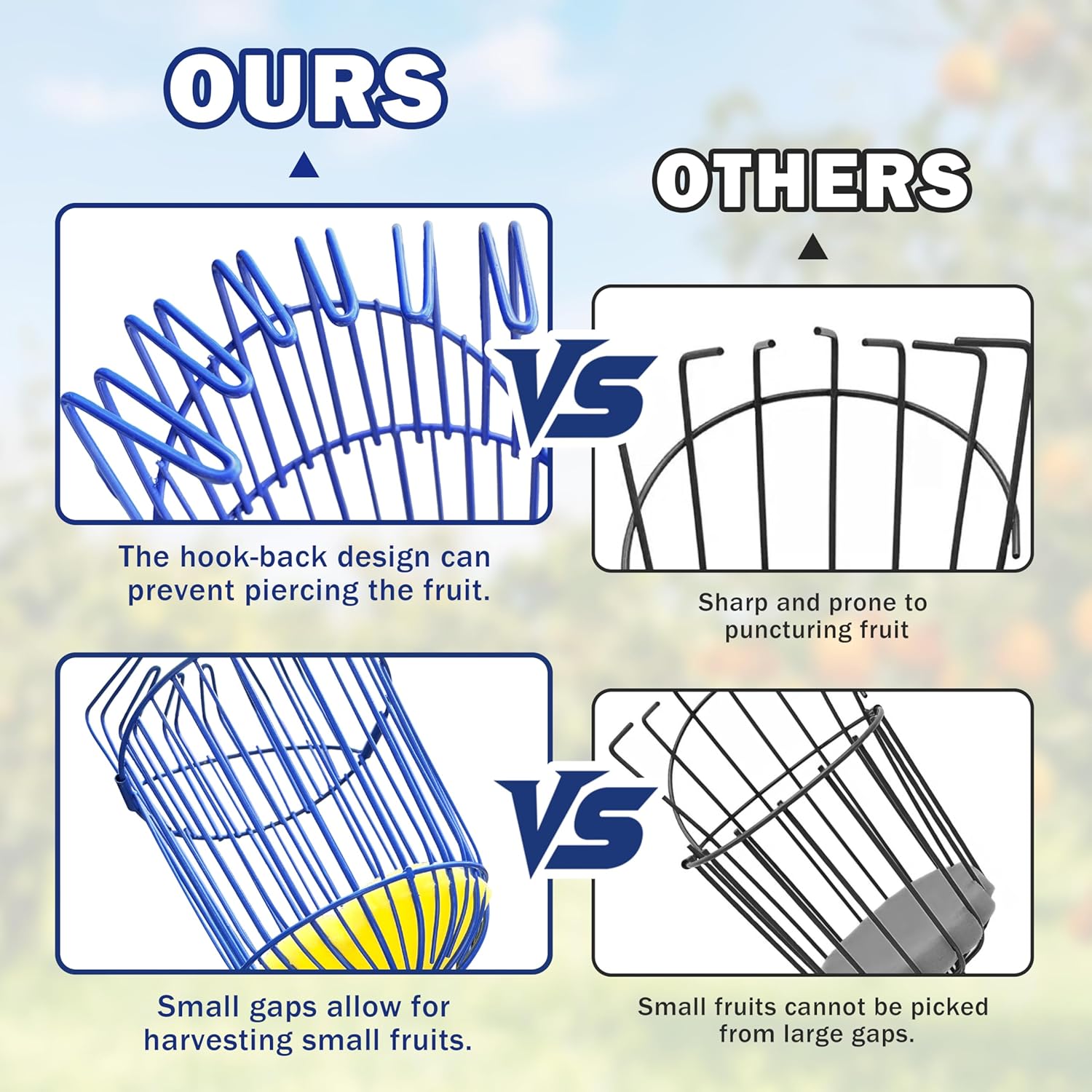 Fruit Picker Upgraded Round Claws Can Reduce Fruit Damage Lengths from 5 to 13 Feet Fruit Picker Pole with Basket Adjustable Suitable for Cherry Lemon Pear Mango Trees and More(160inch)