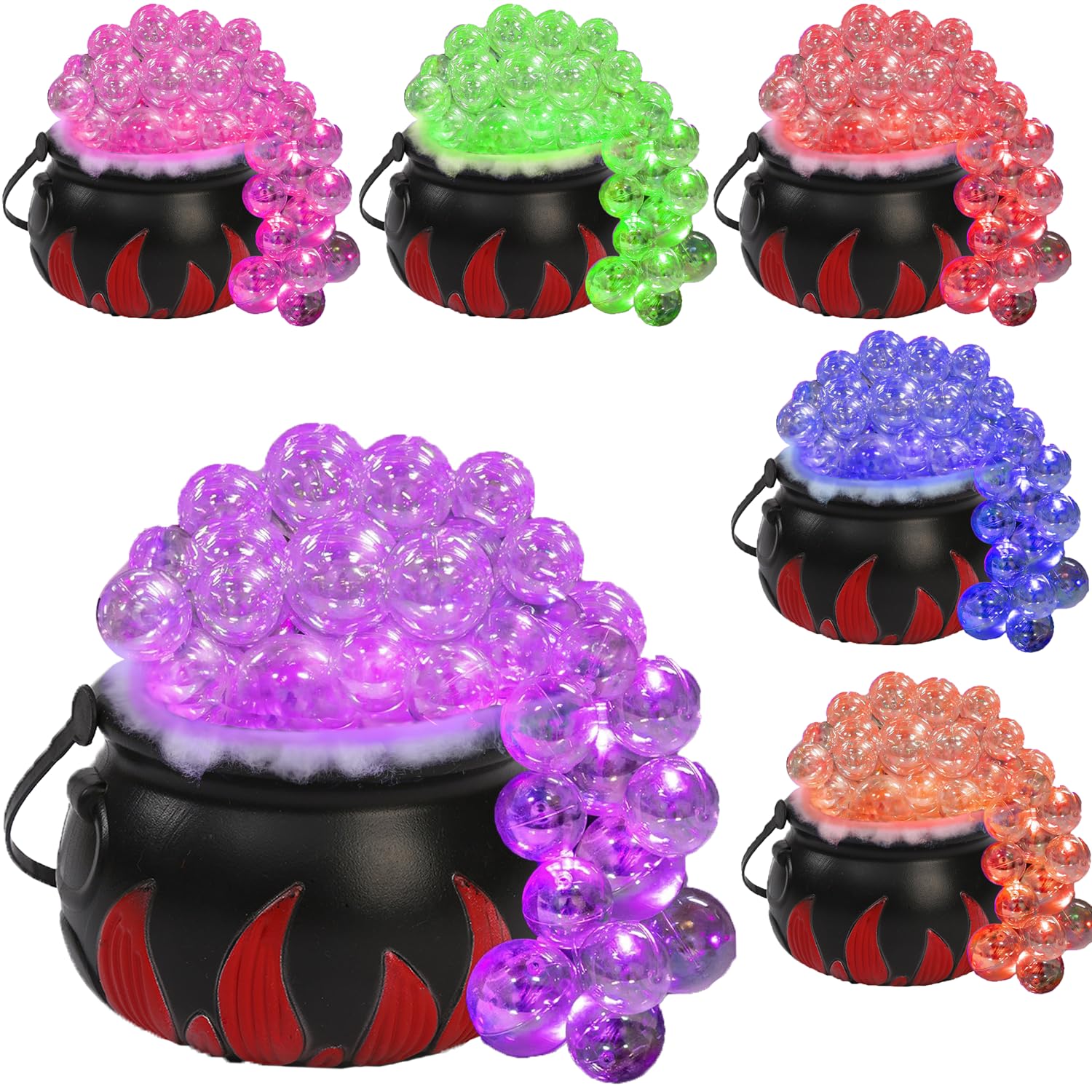 [Remote Control] Halloween LED Cauldron Decorations 13 Color Change DIY Bubbling Cauldron Set Black Bowl Decoration for Home Kitchen Room Party Table