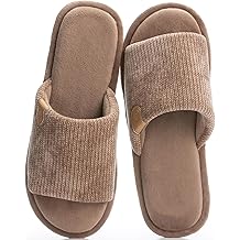 GOEWY Mens Cozy Memory Foam Slippers Indoor Outdoor Gifts for Men Slip On House Shoes Anti-skid Soft Open Toe Slippers