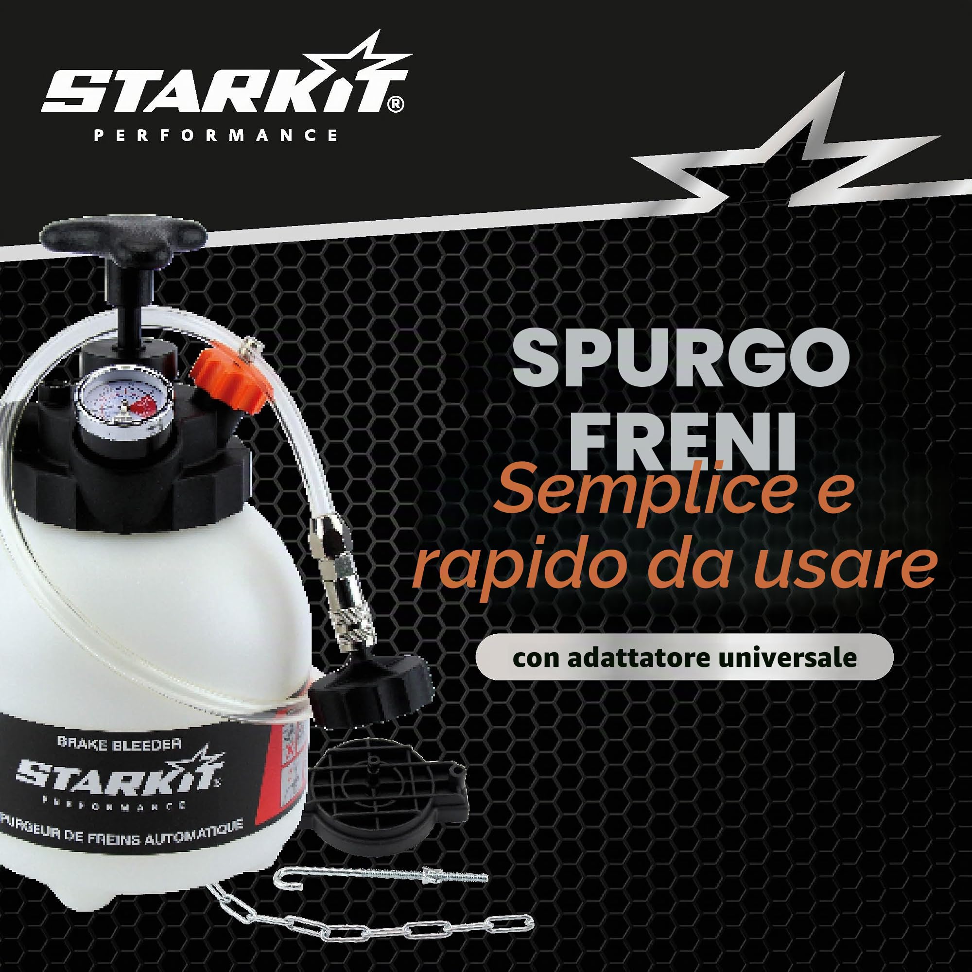 Spurgafreni (3 Litri) con Adattatori Universali Multimarca | Kit Spurga freni per Auto | Qualità Professionale