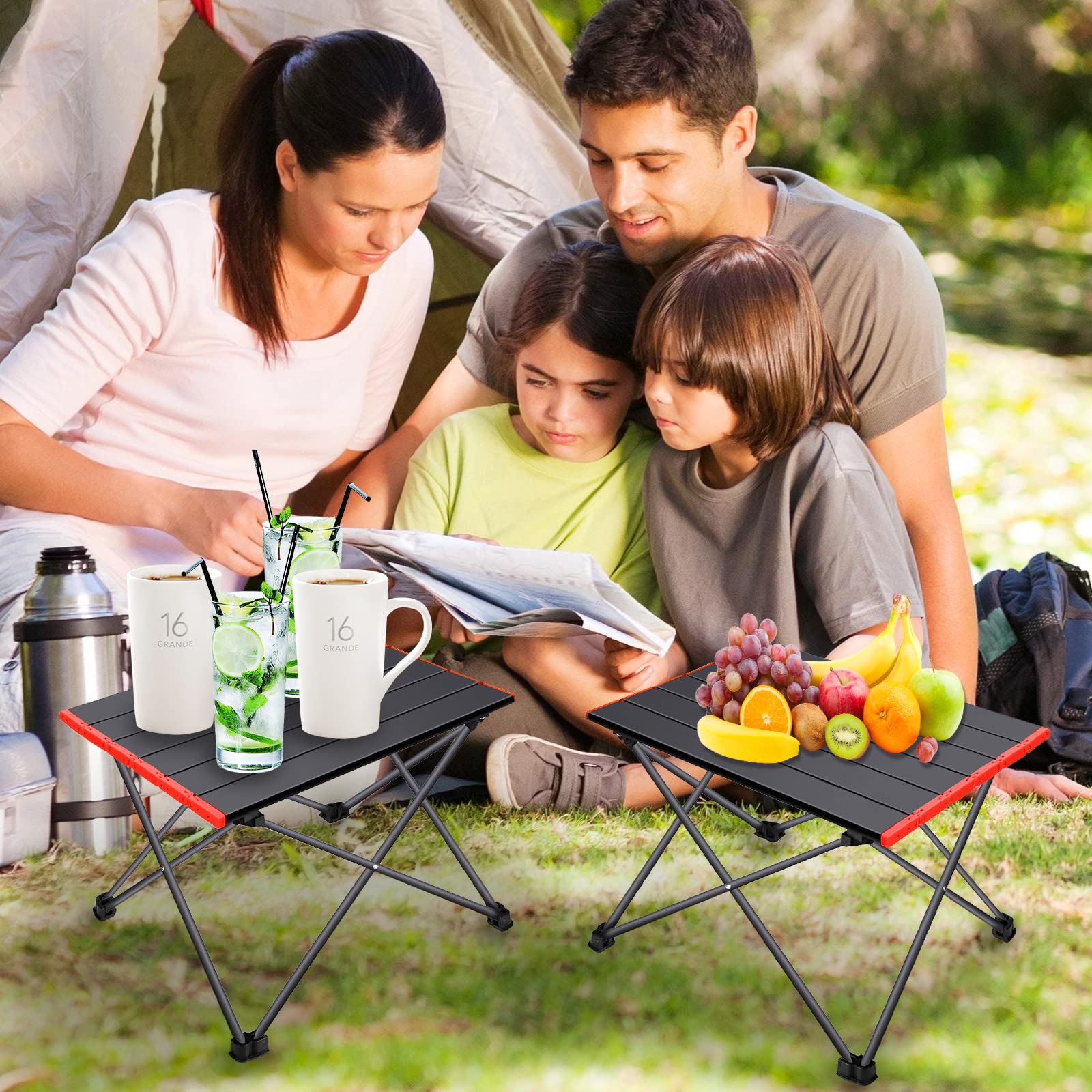 Tavolo da Campeggio Leggero Pieghevole in Alluminio Portatile con Borsa da Trasporto,Tavolo Pieghevole Compatto,Tavolino Campeggio Alluminio per Picnic,Spiaggia,Escursionismo,Viaggi,Pesca