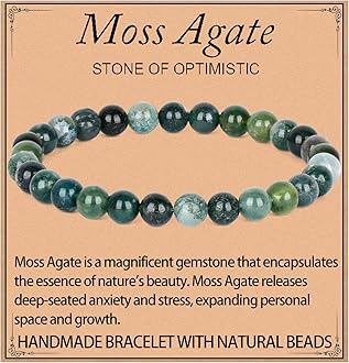 LPBeads Handmade Natural Gemstone Stretch Elastic Bracelet Healing Crystal Round Stone Beads Jewelry Gifts for Women Men