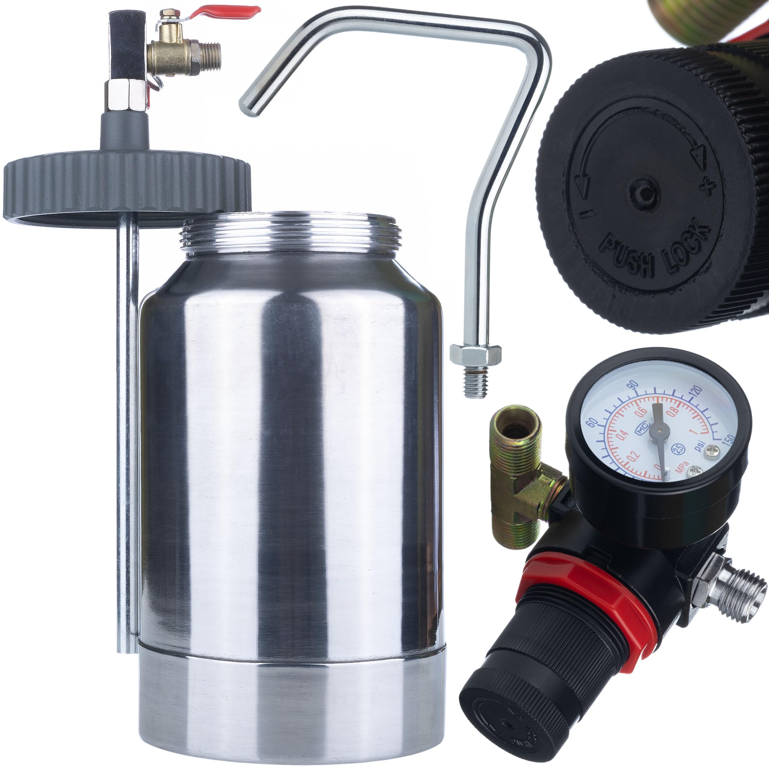 Rosfix Set Druckluft Farbspritzpistole 2 L – 1,4 mm Düse, 2 m Schlauch, 325 l/min | Für Wandfarbe, Latex, PU, Metalllacke | Aluminiumgehäuse | Lackierzubehör