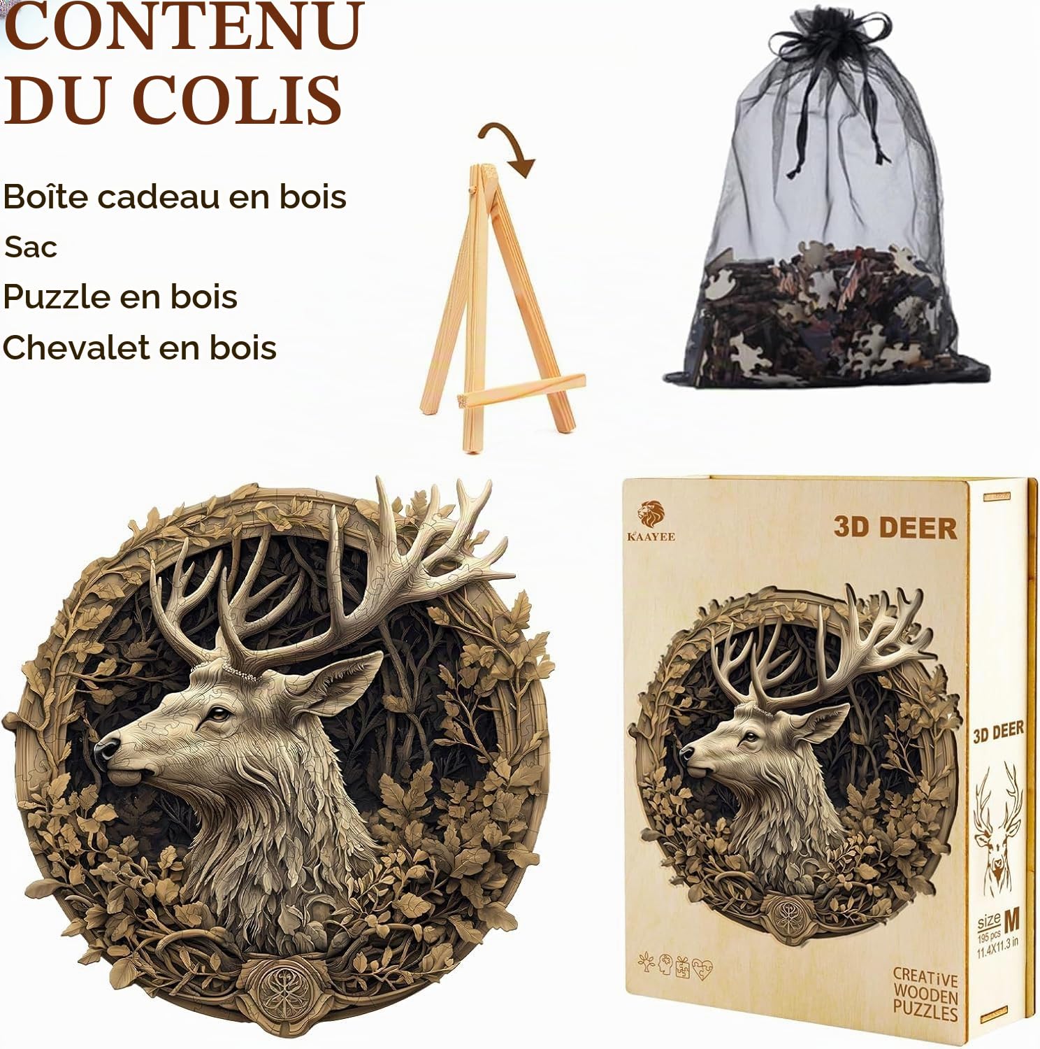 Puzzle en Bois pour Adultes-425 Pièces Cerf Unique en Forme De Puzzle en Bois,Cadeaux D’Anniversaire pour Les Vacances,Décoration Intérieure