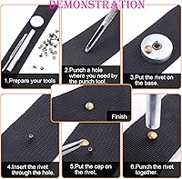 Vista 5 de 200 juegos de remaches redondos de 6 mm con tapas dobles, remaches de cuero, pernos tubulares metálicos para bolsos, sombreros, zapatos, ropa