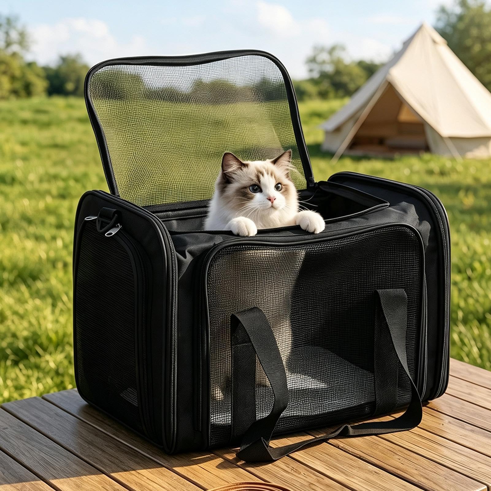 Miękki Transporter Dla Kota Torba Outdoorowa Dla Zwierzaka Z Paskiem Na
