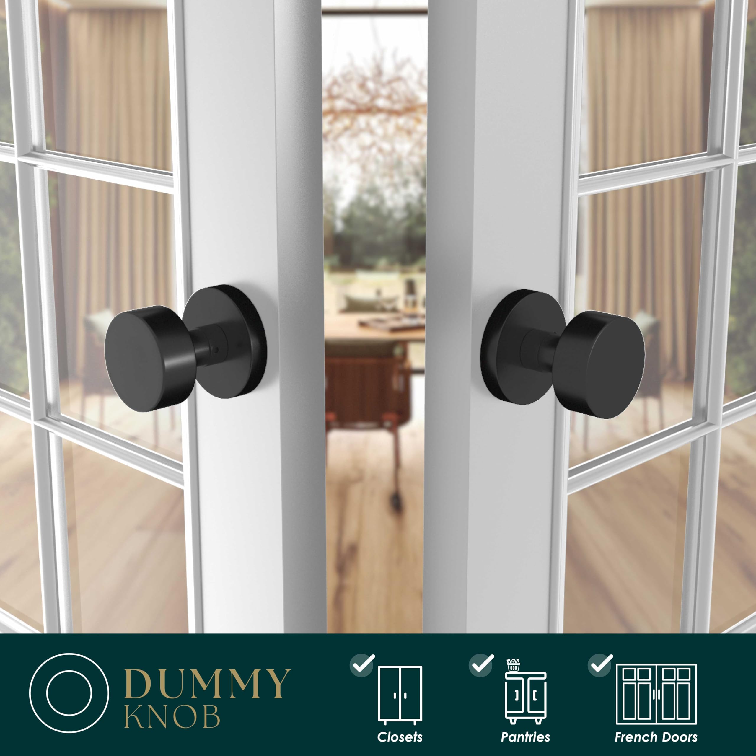 Matte Black Dummy Door Knobs - 2 Pack -7