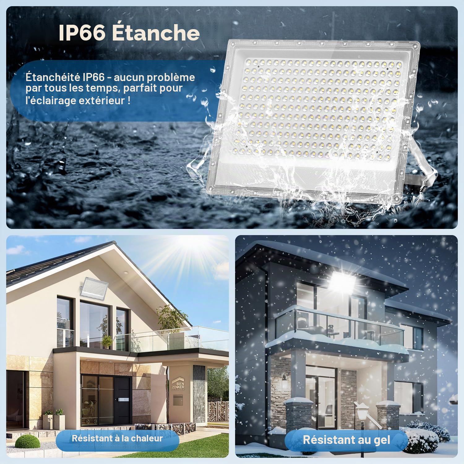 Projecteur Led 200w, Projecteur 200w, éclairage de sécurité LED d'extérieur 6500K, IP66, Blanc lumière du jour, pour entrepôt, jardin, garage, terrasse et parking