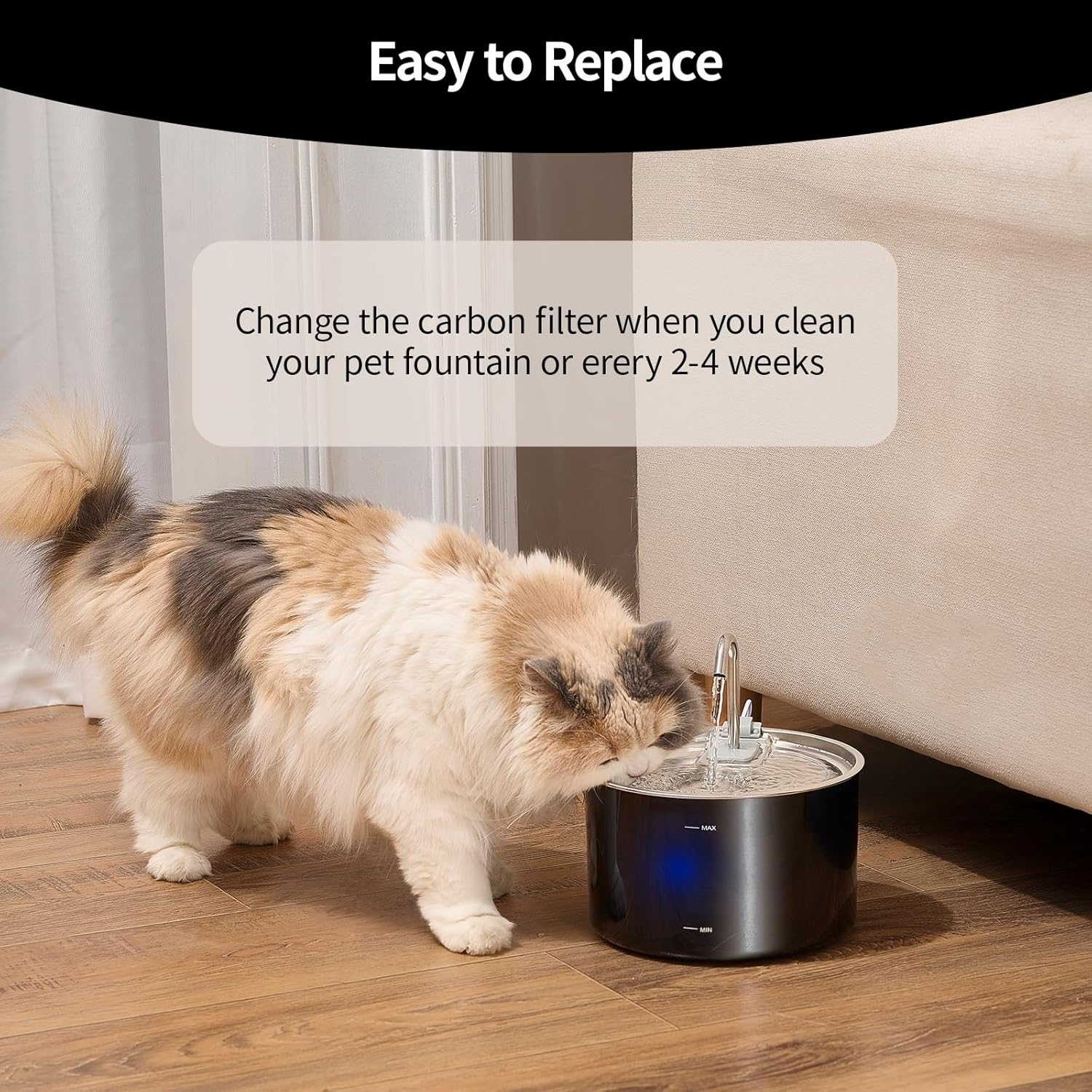 Cat Water Fountain Filter,6 Pack Replacement Filters for 3L/ 101oz Pet Water Fountain, 4-Stage Circulating Filtration System - Image 4