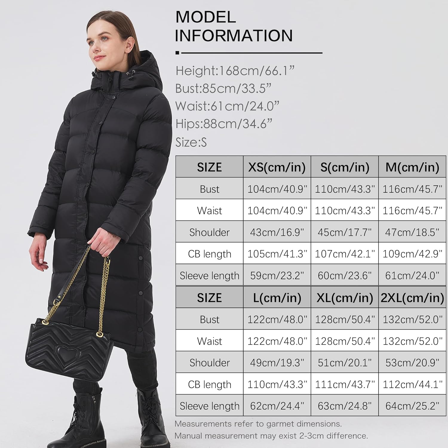 Women's Long Goose Down Coat with Heat-Retaining Lining Thickened Winter Warm Hooded Puffer Jacket with Hem Slit - Image 7