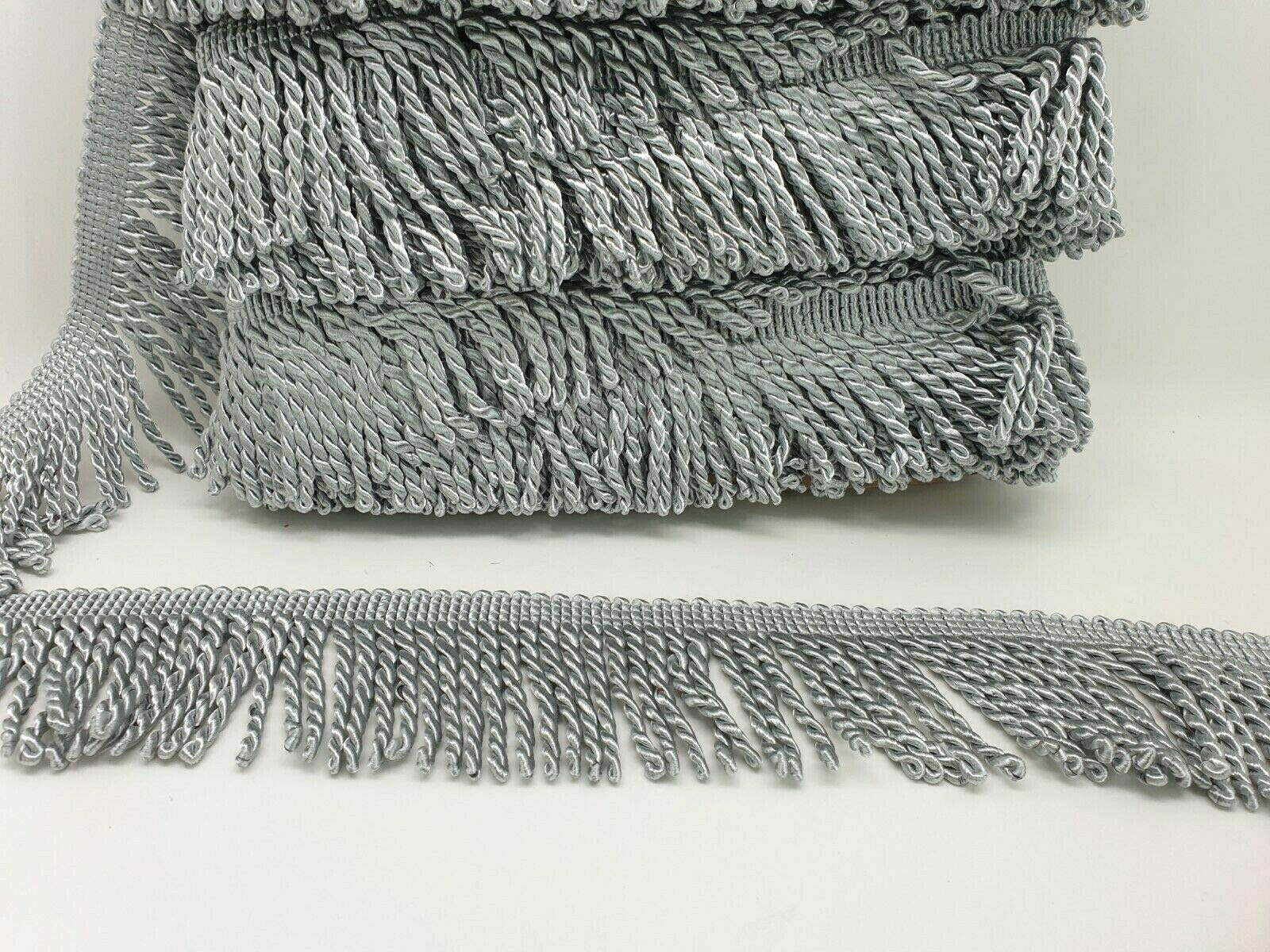MNJ TRIMMINGS 13 Meters 6.5cm Wide Bullion Fringe by (Silver)