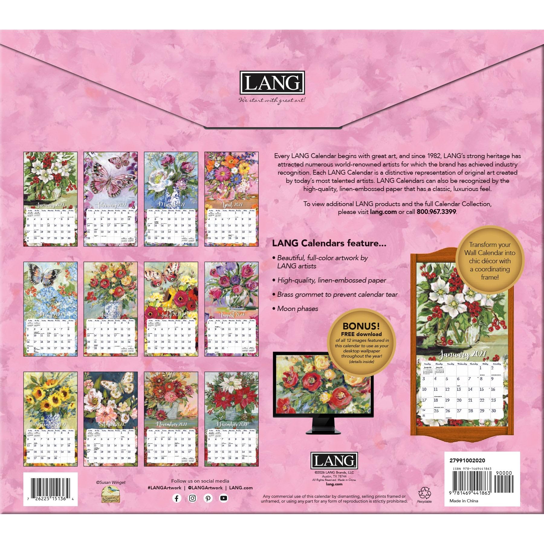 Gallery Florals - Calendario da parete 2027, formato grande