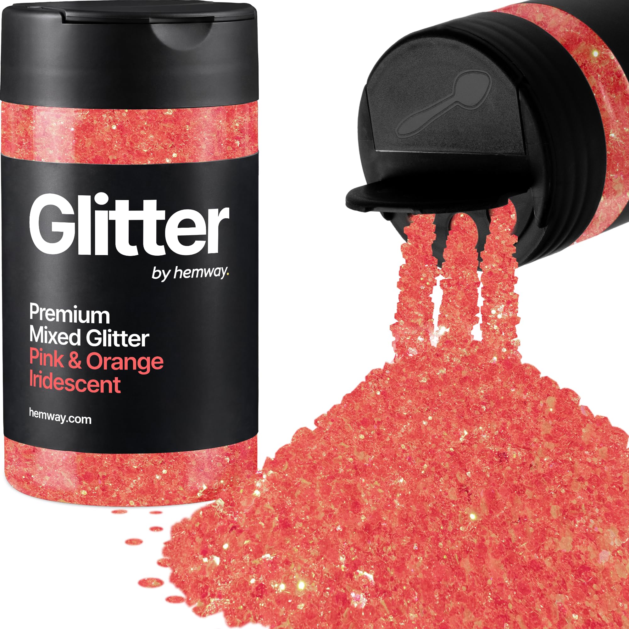 Hemway Pink & Orange Iridescent Mix Glitter Shaker, 105g Mixed Size Glitter โ image 1