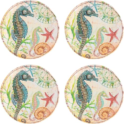 UP ware - Platos de melamina de 6 pulgadas, platos de aperitivos, platos de postre (caballito de mar) UP ware - Platos de melamina de 6 pulgadas, platos de aperitivos, platos de postre (caballito de mar)