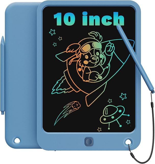 TEKFUN LCD Writing Tablet Kids Toddler Toys, 10 inch Colorful Doodle Drawing Board Drawing Tablet, Kids Travel Learning Toys Birthday Gifts for 2 3 4 5 6 7 8 Years Old Boys Girls Toddlers (Navy)
