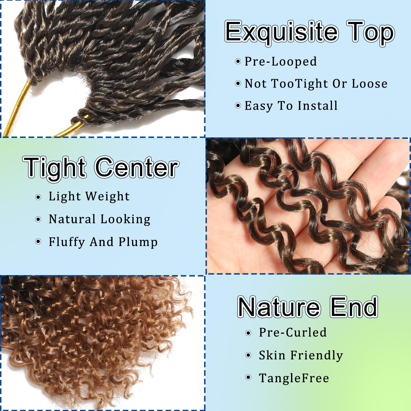FLWAI Pre Looped Micro Kinky Curly Crochet Hair for Mini Passion Twist 8 Packs 12 Inch Kinky Twist Synthetic Wavy Curly Crochet Hair Extensions for Black Women (1B/T30 - Image 3