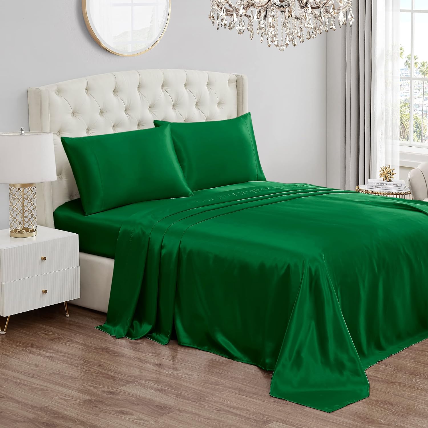 Juicy Couture Full Size Satin Bed Sheet Set, Deep Pocket