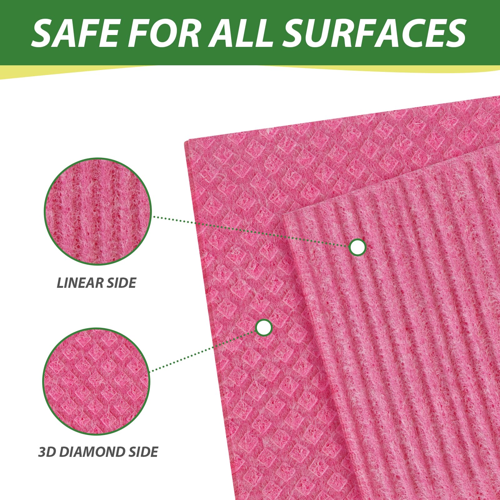 10 Pack Swedish Dishcloths, Reusable Cellulose Sponge Cloths with Adhesive Clips, Swedish Dish Paper Towels No Odor for Cleaning Home Kitchen