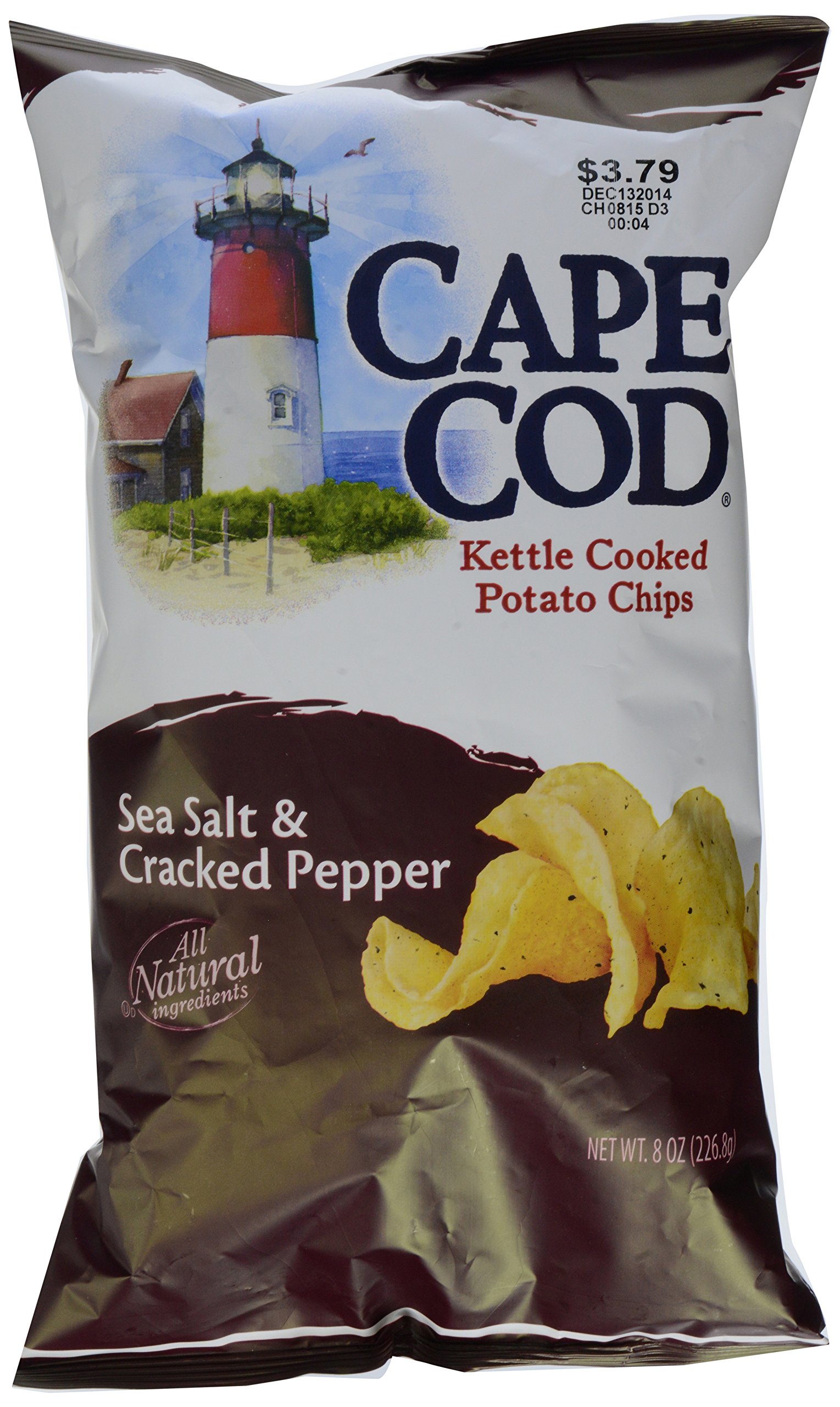 Cape Cod Potato Chips, Sea Salt & Cracked Pepper Kettle Cooked Chips, 8 Oz