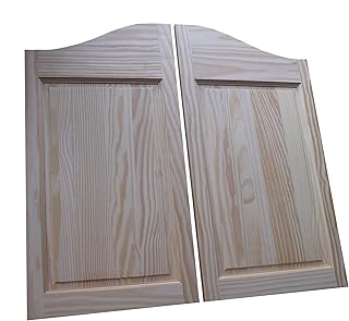 Cafe Doors by Cafe Doors Emporium | Pine Raised 2 Paneled | Premade for 36" W Finished Opening | Saloon Western Style Swinging Bar Pub Solid Wood Cafe Door | Includes Gravity Pivot Hinges