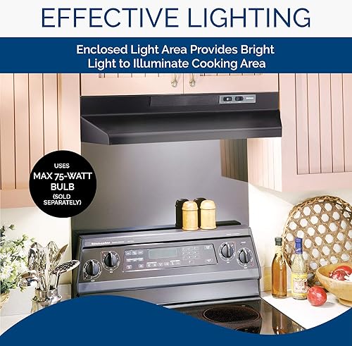 Miniatura 5 de Broan-NuTone BUEZ330BL Broan UC 220 30N Black Economy - Campana extractora convertible de 4 vías, fácil de instalar, con ventilador de escape de 2