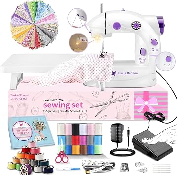 Mini Sewing Machine for Beginners - Makina De Corzer Easy Automatic Sewing Machine with Extension Table Electric Portable Sewing Tool for Home with Sewing Kit Small for All Ages Kids and Adults