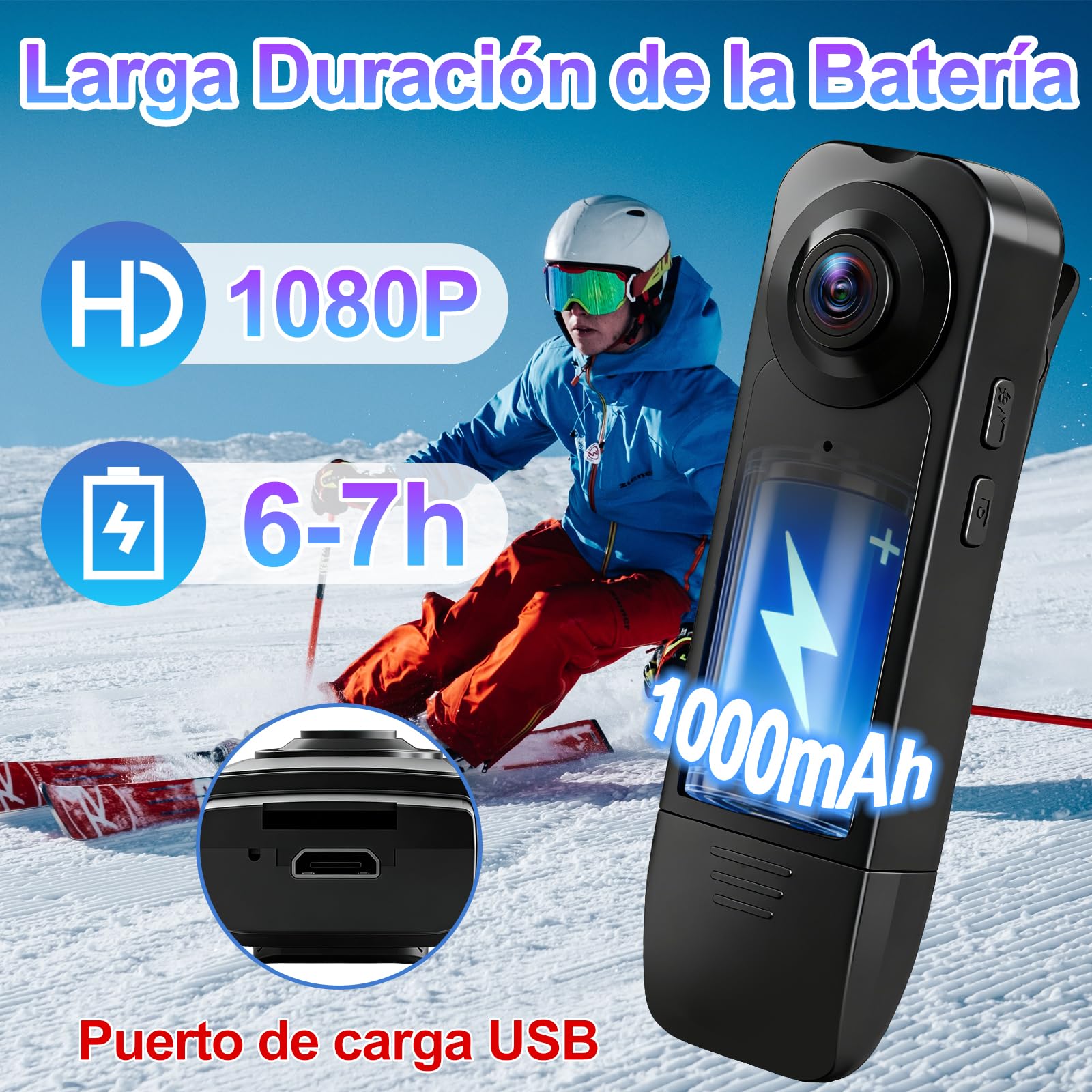 TANGMI Mini Camara Espia Oculta, 7 Horas de Uso con Manos Libres Camara Espia Invisible, Visión Nocturna & 1080P HD Gran Angular 140° Body CAM Policial para Grabación de Video y Toma de Fotos