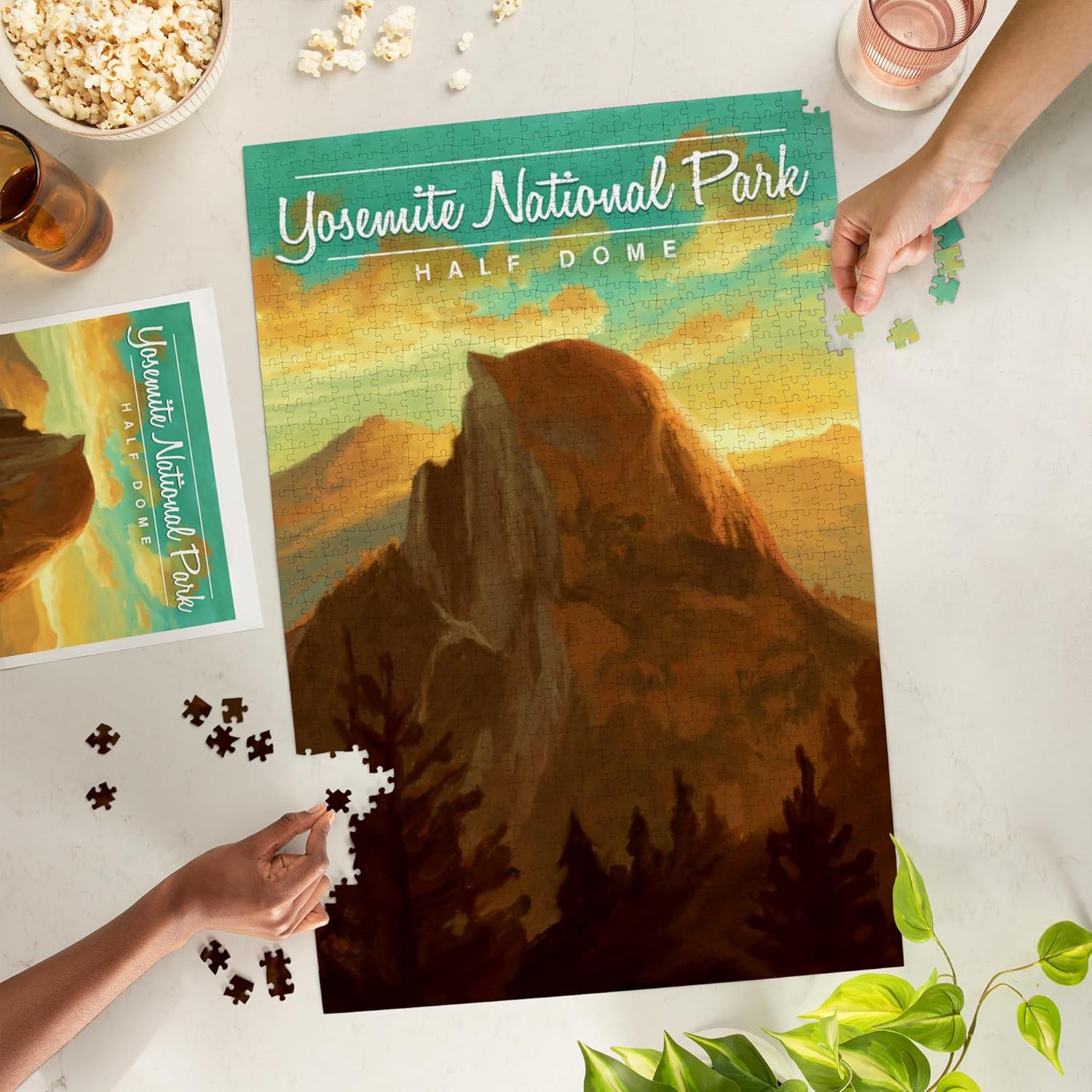 "Lantern Press Yosemite National Park, California, Half Dome, Oil Painting, 1000 Piece Jigsaw Puzzle for Adults, Made in USA with Reference Poster"