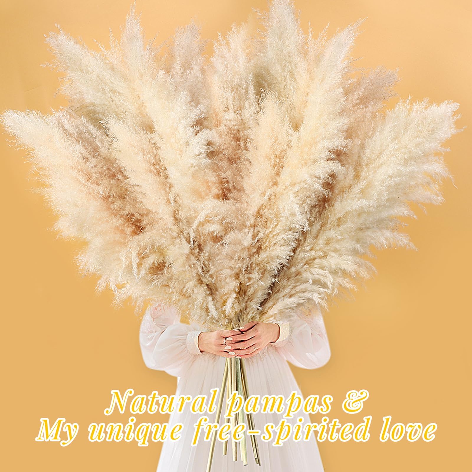 10 Stück 100cm Getrocknetes Pampasgras Dekor,Große Pampasgras,Natürliche und Flauschige Pampas Grass,Trockenblumen Herbst Boho Deko,für Hochzeitdeko,Wohnzimmer,Schlafzimmer