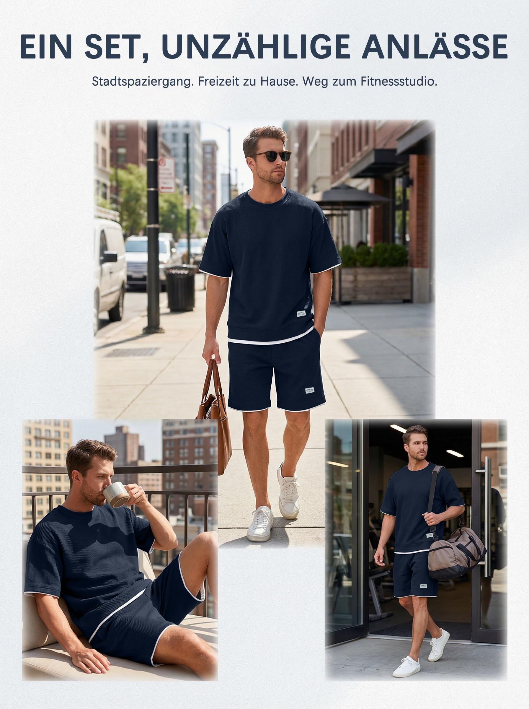 NANAMEEI Chándal de verano para hombre 2 piezas camiseta manga corta pantalones cortos conjunto jogging