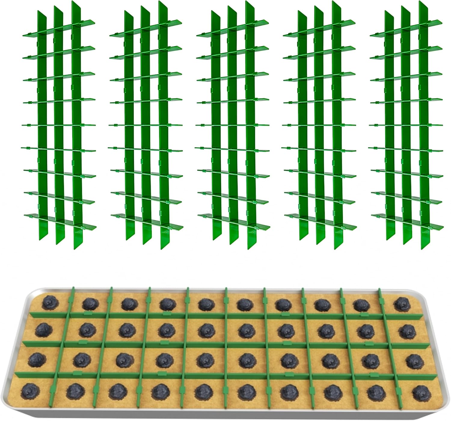 5 Sets Freeze Dryer Tray Dividers Medium, Compatible with Harvest Right Freezer Divider, Adjustable Non-Stick Freeze Dryer Accessories for Fruit Veggies Candy Food Storage (Green)