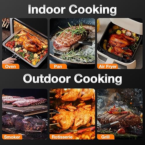 Miniatura 2 de Termómetro de carne, 2 sondas inalámbricas, digital, de lectura instantánea, termómetro de carne para barbacoa, horno, cocina, iOS y aplicación