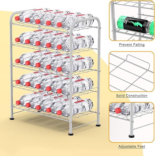 Miniatura 3 de Organizador Portabotellas de Agua Estante de Almacenamiento de Botellas de Agua de 5 Niveles, Dispensador Organizador Independiente de Piso para