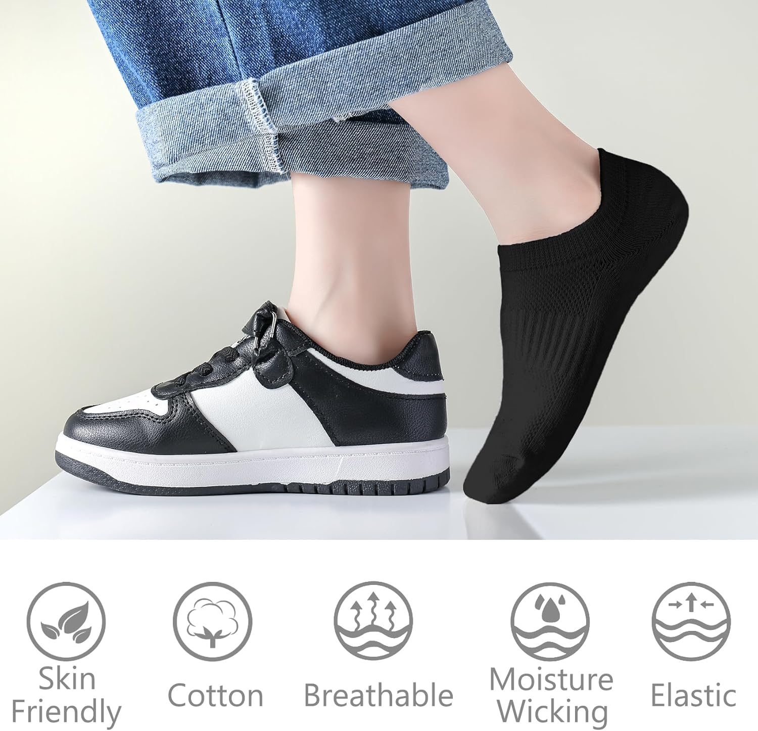 LO SHOKIM No Show Cotton Socks for Girls and Boys - Low Cut, Breathable, Non-Slip Short Socks for Kids - 5/10 Pairs - Image 6