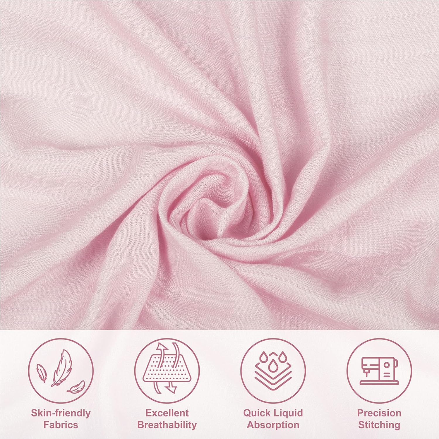 Muslin Swaddle Blankets for Baby Girl, 2-Pack 70% Viscose from Bamboo and 30% Cotton Large Swaddle Blankets (47" x 47"), Solid Pink Color/Flower Print