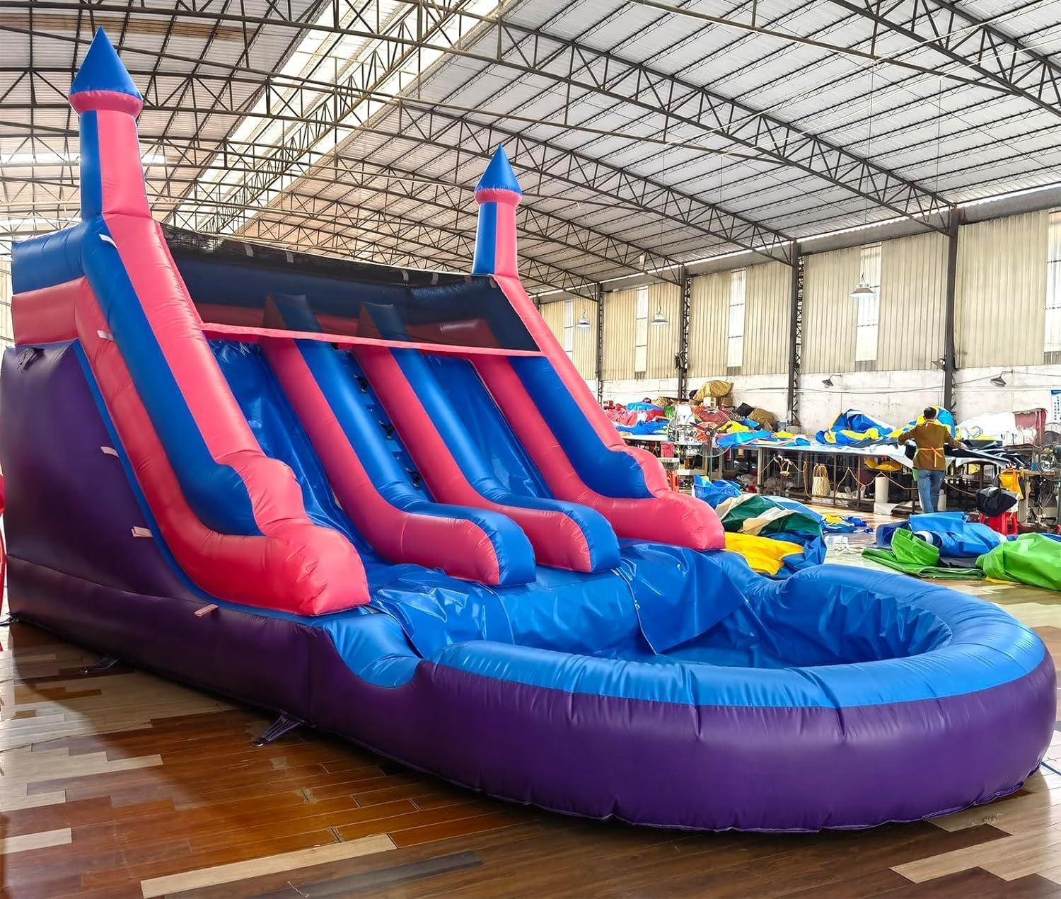 21FT(L) Commercial Grade Water Slide for Adults, (Double Slide) (Heavy Duty Full PVC) (Big Airtight Splash Water Pool), 1100w Blower, Inflatable Waterslide for Backyard, Outdoor Park, 21x11x12ft