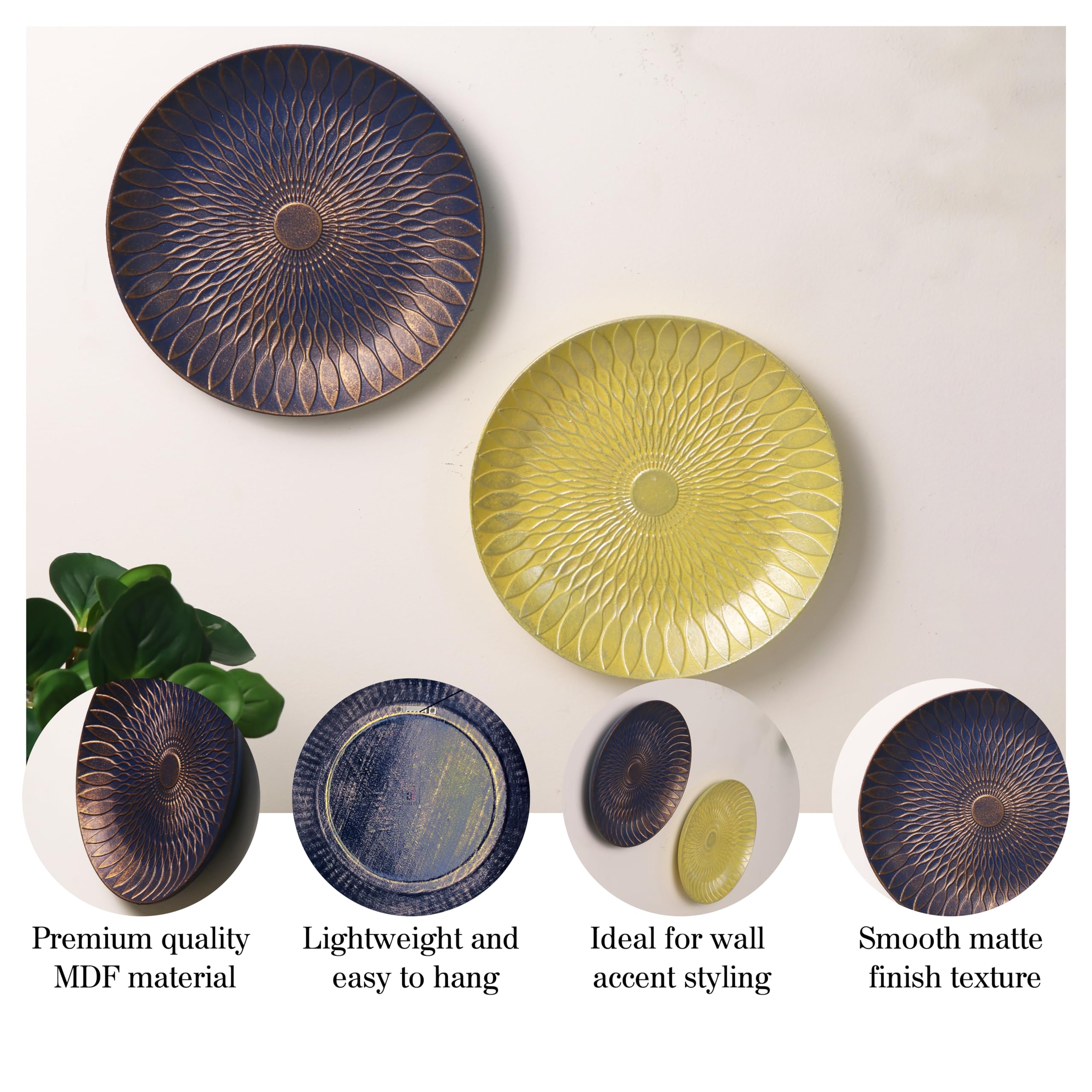 Art Street Decorative Wall Plates - Blue & Yellow -2