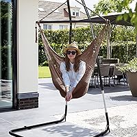 Vista 4 de Moonlight Silla colgante tipo hamaca caribeña, silla colgante de poliéster duradero, jardín y sala de estar para interiores y exteriores