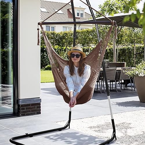 Miniatura 4 de Moonlight Silla colgante tipo hamaca caribeña, silla colgante de poliéster duradero, jardín y sala de estar para interiores y exteriores
