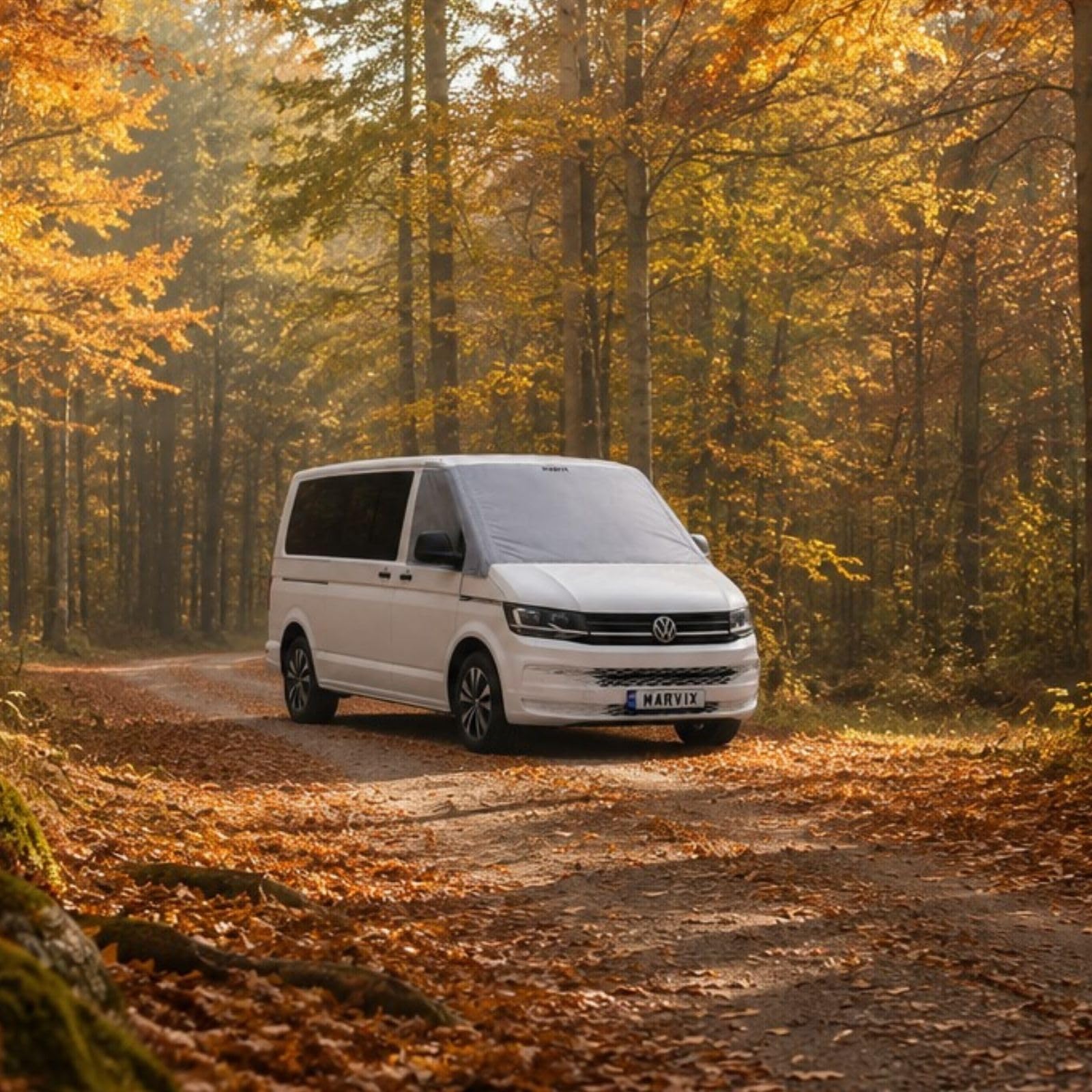 Marvix Externe Thermomatte Wohnmobil Silber Abdeckung Luxus 8mm Frontscheiben-Isolierung Verdunkelungsblende für VW T7 California