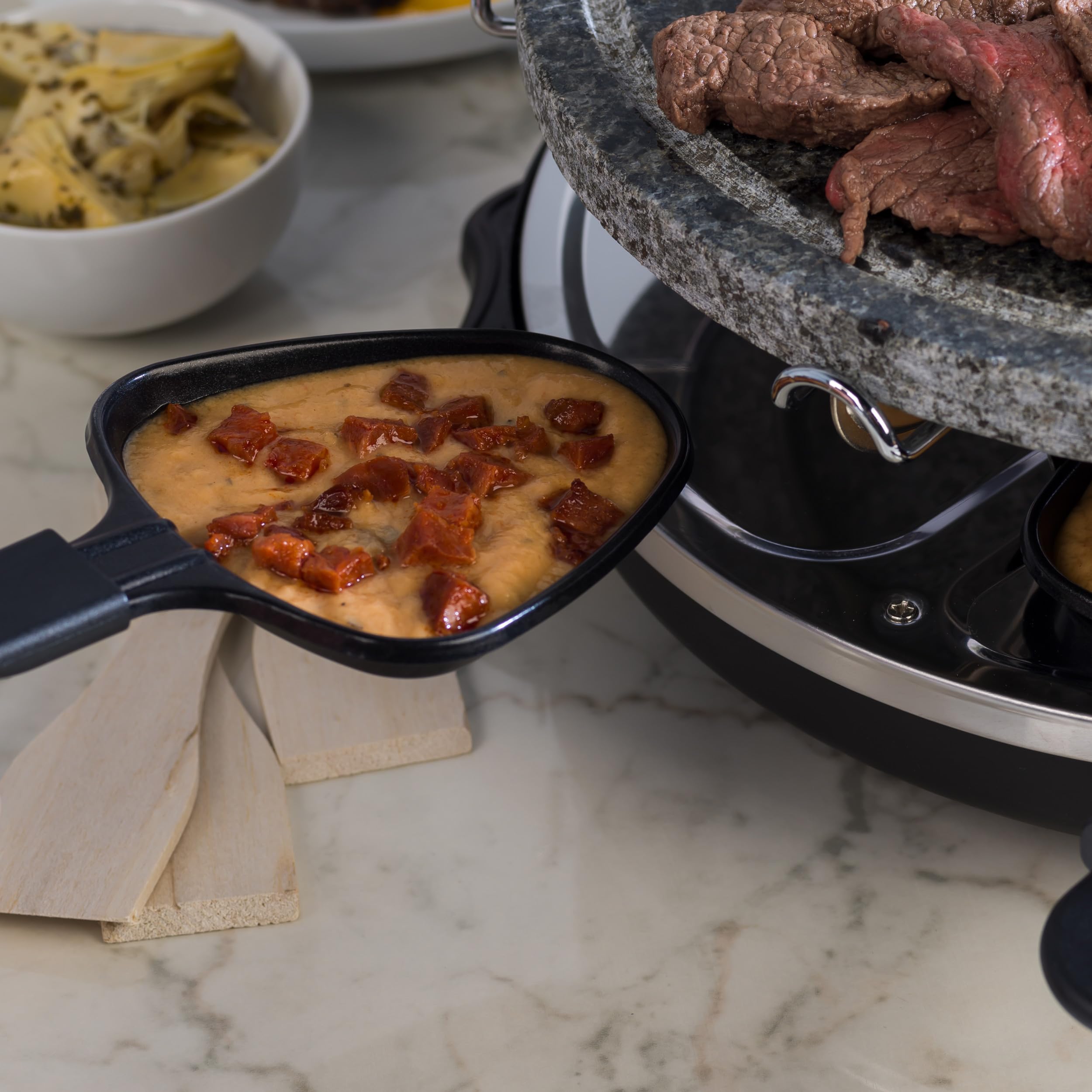 Giles & Posner Grill raclette de Mesa 1200 W con Placa de Piedra