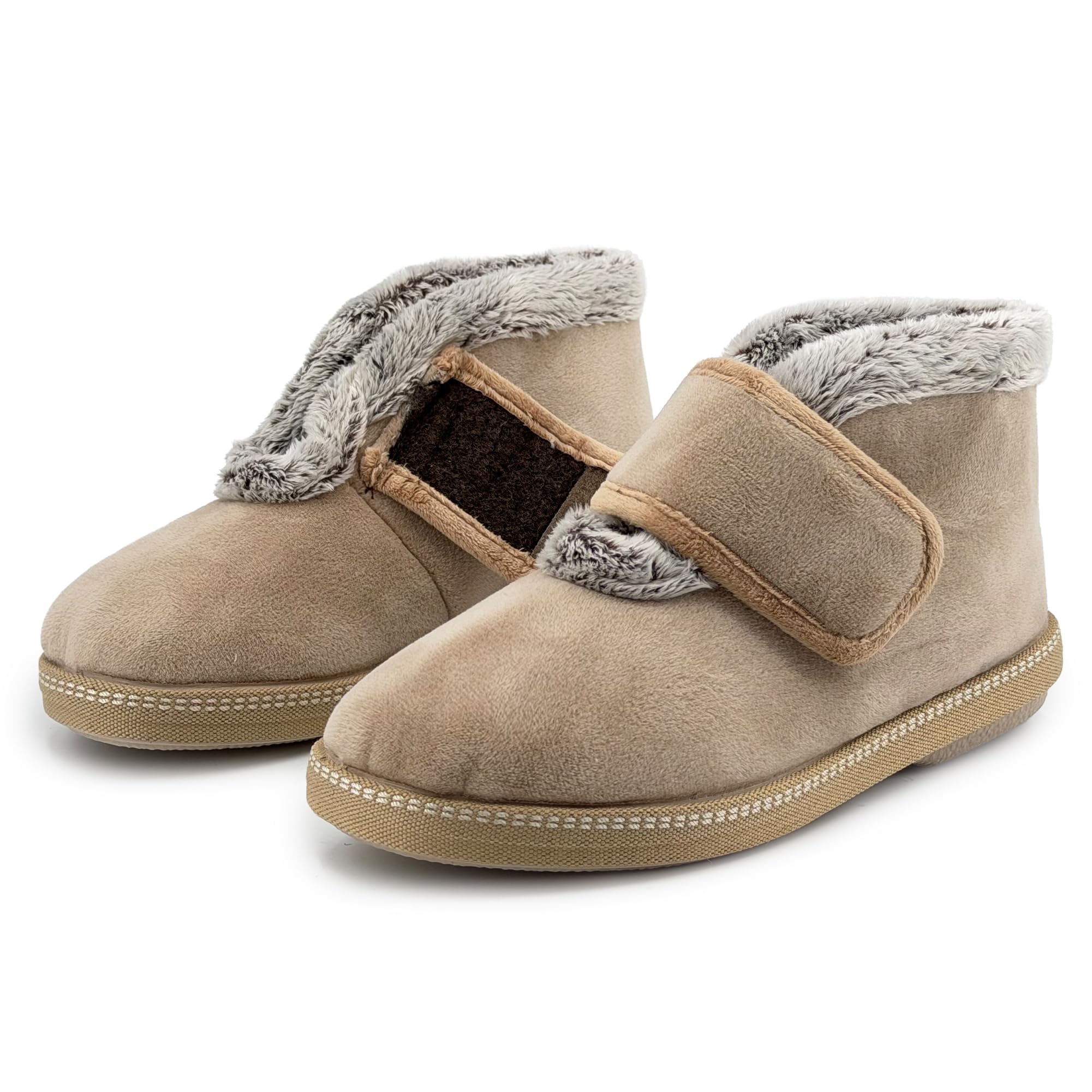 JOMIX STRAPPO SOFT Chaussons Femme avec Scratch Charentaises Femme Chaussons Fourrure Femme Réglable Pantoufles Orthopediques Confortable Fabriqué en Espagne