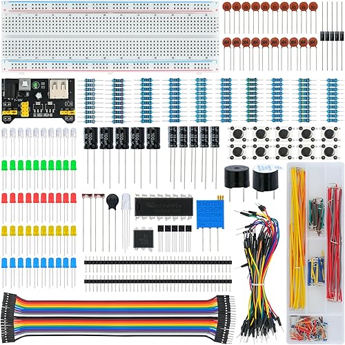 WWZMDiB Kit de 438 piezas de pizarra electrónica para principiantes, compatible con Arduino, STM32, Raspberry Pi