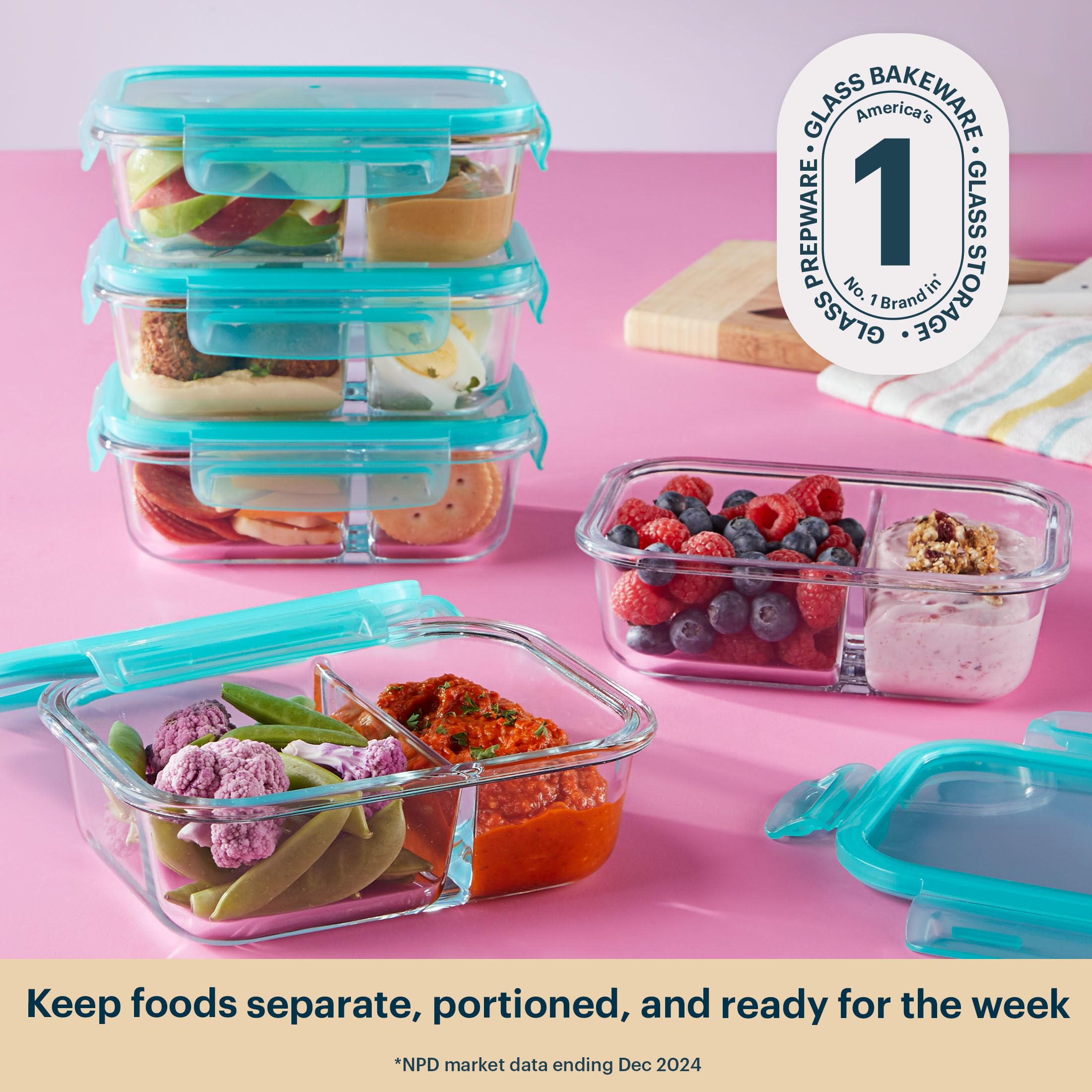 Amazon.com: Pyrex Glass Meal Box (5-Pack, 2.3 Cup) Divided