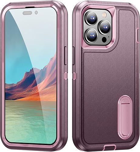 Miniatura 2 de IDweel Funda para iPhone 15 Pro Max con soporte integrado, protección de alta resistencia, absorción de golpes, antiarañazos, delgada, ligera,