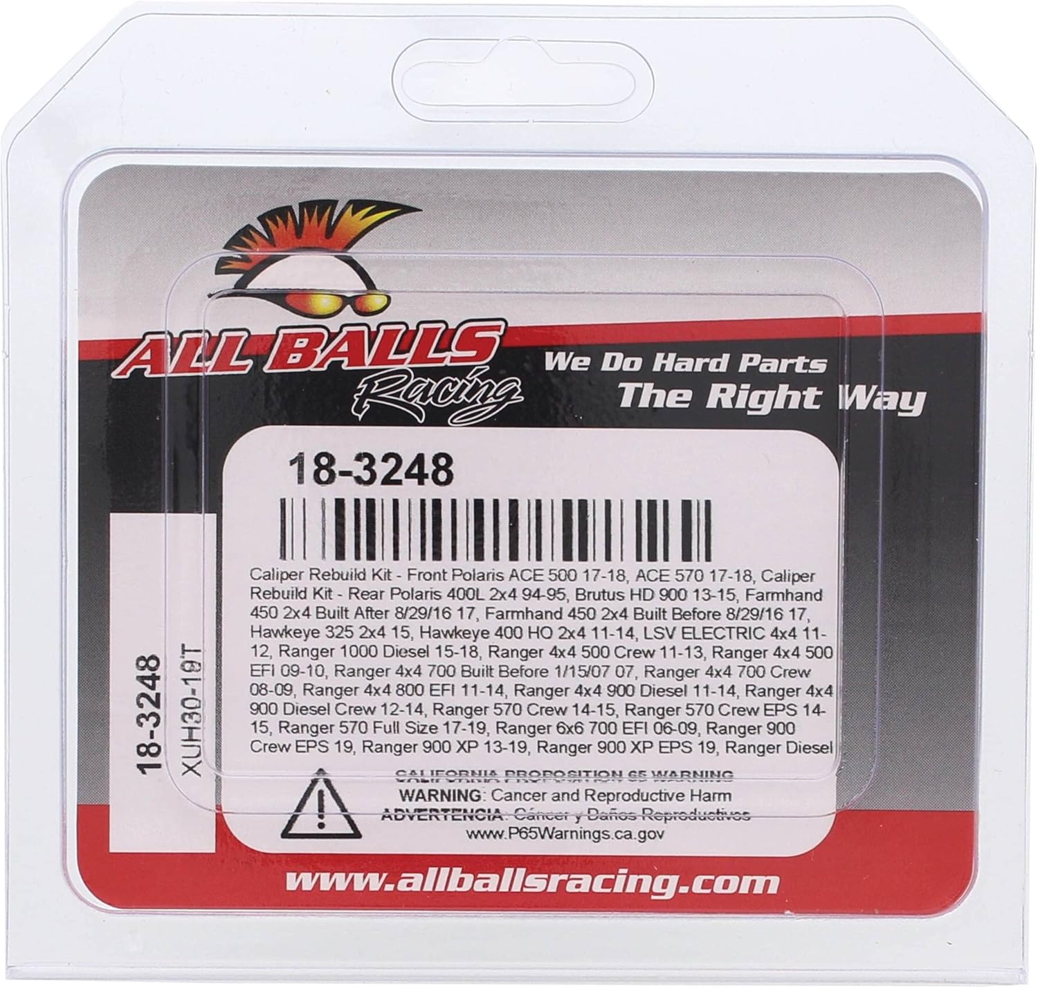 All Balls Caliper Rebuild Kit Rear 18-3248 for Polaris Brutus 900 HD PTO 13-15, Ranger 900 Diesel Crew 4X4 12-14, Ranger 900 XP 13-18, Ranger Diesel 900 4x4 11-14, Ranger Diesel HST/Deluxe 14