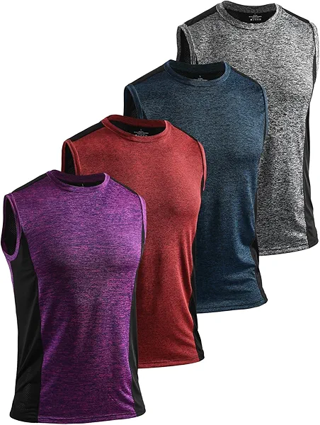 AMVELOP 4 Pack Men's Workout Tank Tops Sleeveless Quick Dry Gym Muscle Shirts