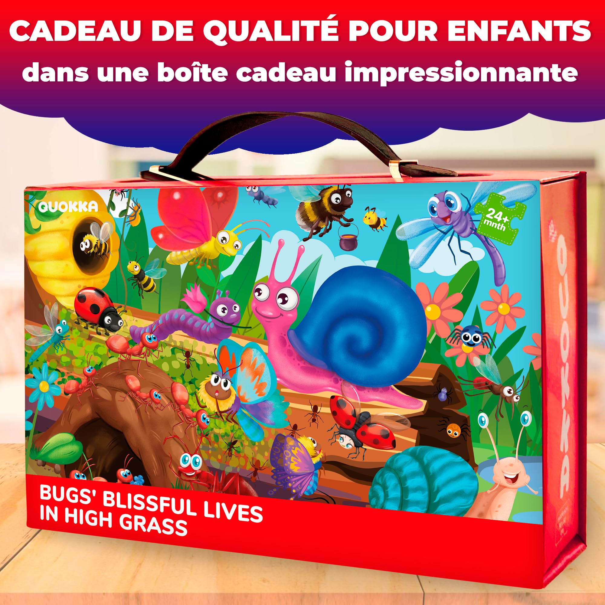 QUOKKA Puzzle Geant Enfant 3 4 Ans - 60x90 cm 48 Pièces Puzzle XXL de Sol Enfants 5 6 Ans - Grand Іnsectes Jouet pour Garçons et Filles - Educatif Cadeau