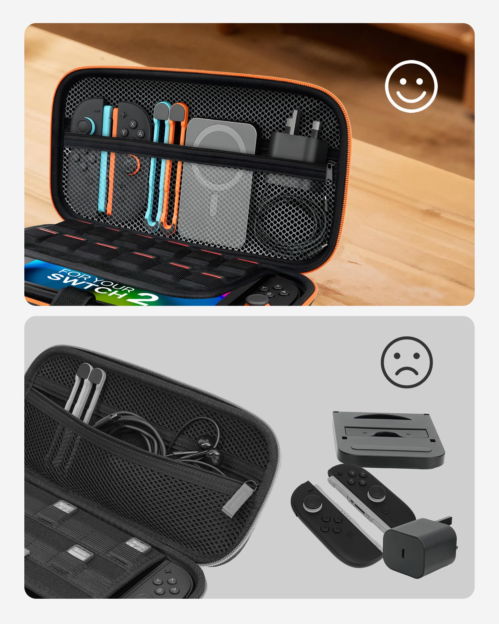 TRANSNOVO Funda para Nintendo Switch 2 (2025), Estuche de Transporte con 12 Cartuchos de Juego, Funda Protectora rígida de Viaje para Consola Nintendo Switch 2, Cargador y Accesorios, Gris